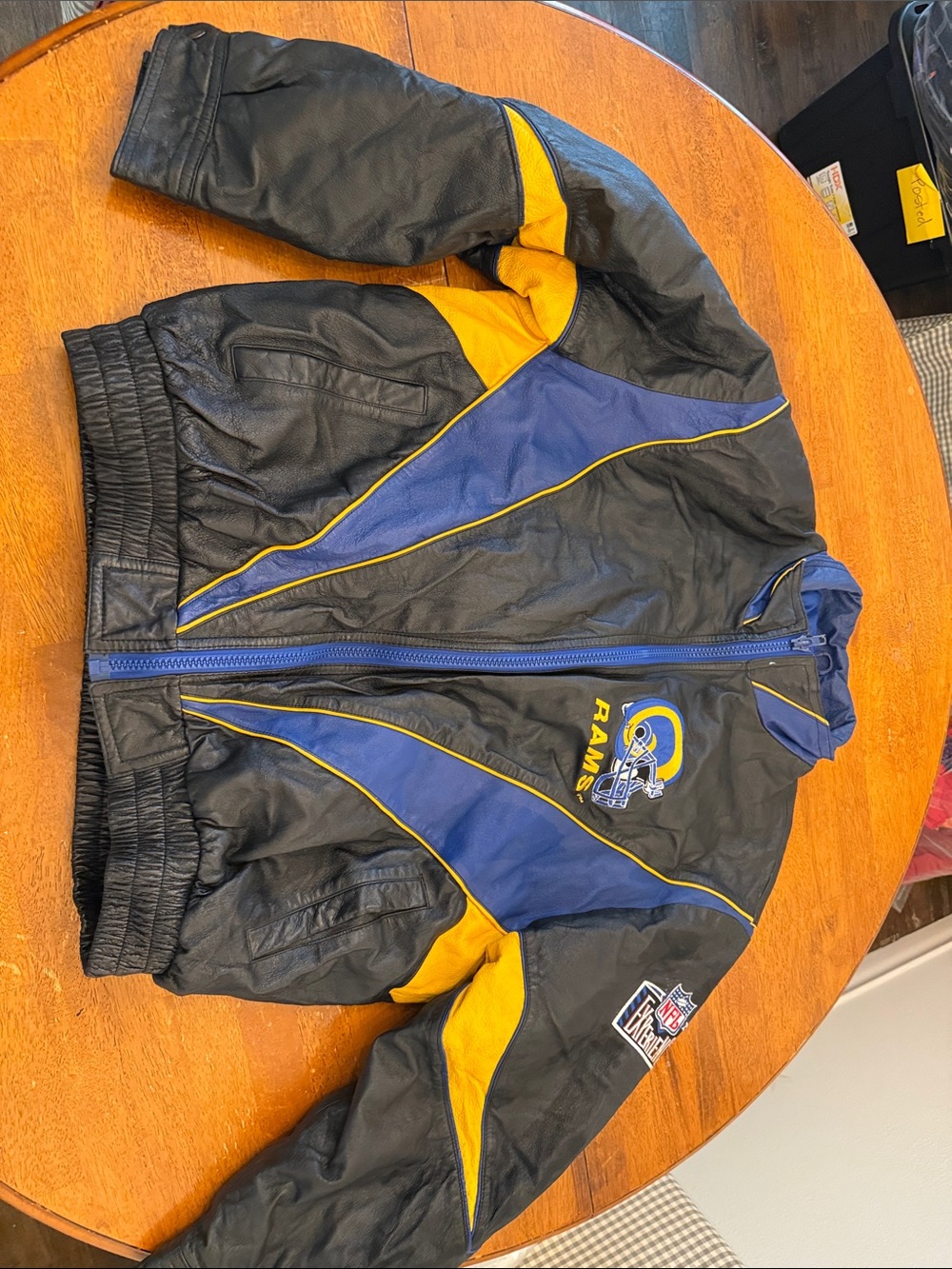 Pro Player Black, Blue & Yellow Los Angeles Rams Bomber Jacket leather